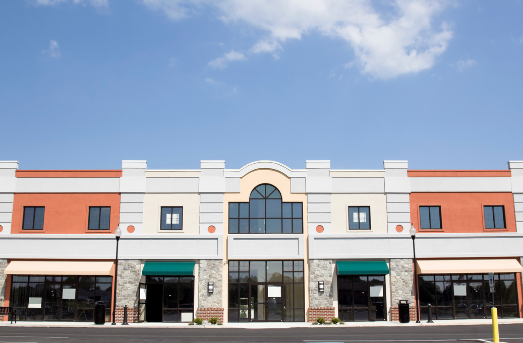 The outside of a empty strip mall